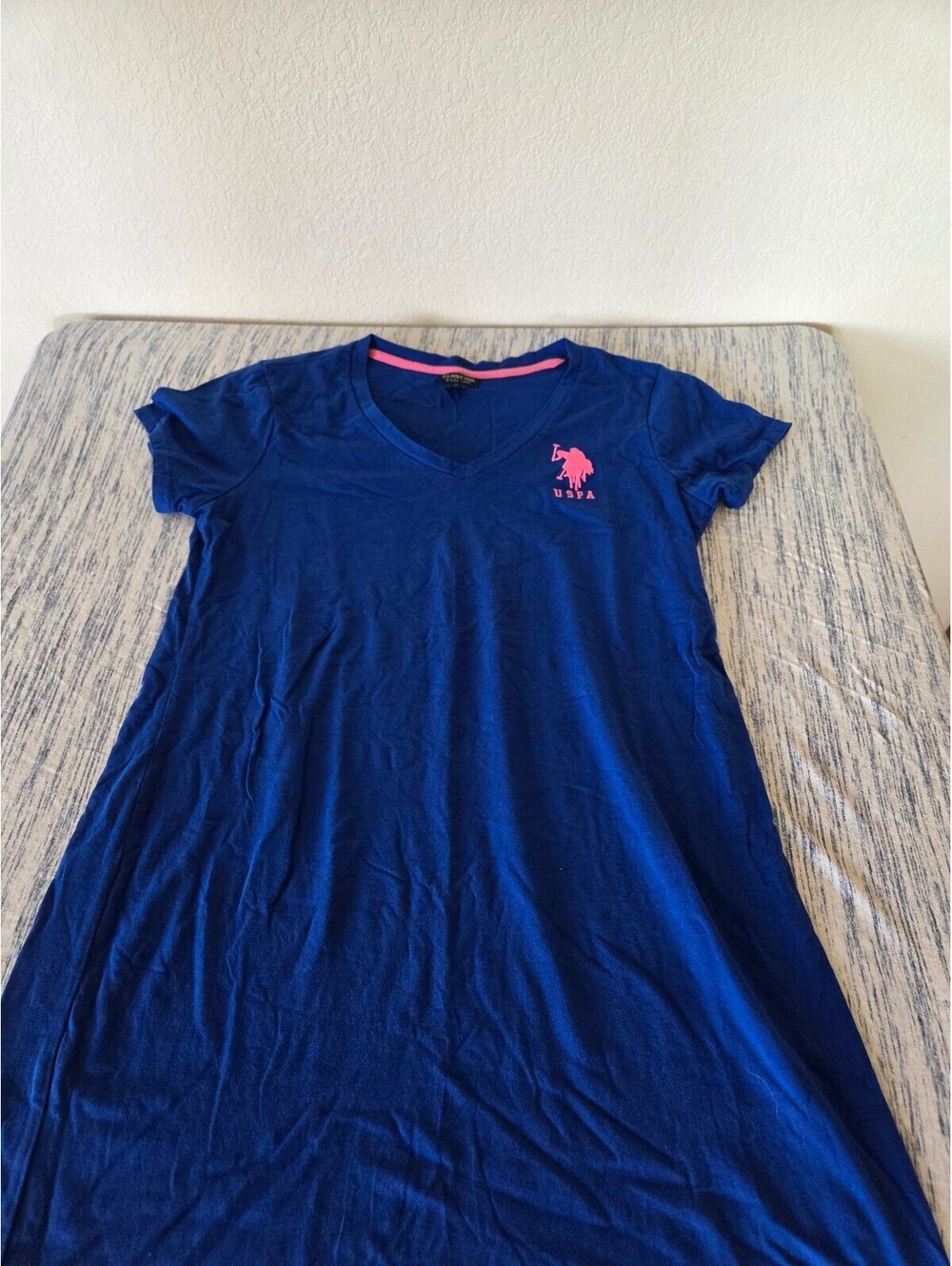 U.S. Polo Assn. Women's Blue V-Neck lounge wear with Pink Logo Size Large